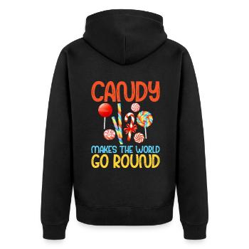 Candy Gift - Unisex Premium Organic Zip Hoodie - black - Back - Nico (187cm)