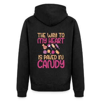 Candy Gift - Unisex Premium Organic Zip Hoodie - black - Back - Nico (187cm)