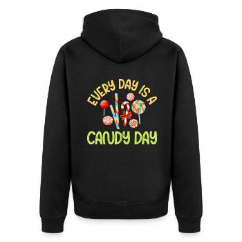 Candy Gift - Unisex Premium Organic Zip Hoodie - black - Back - Nico (187cm)