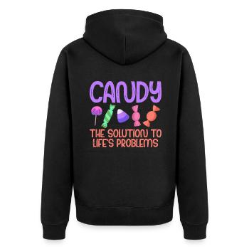 Candy Gift - Unisex Premium Organic Zip Hoodie - black - Back - Nico (187cm)