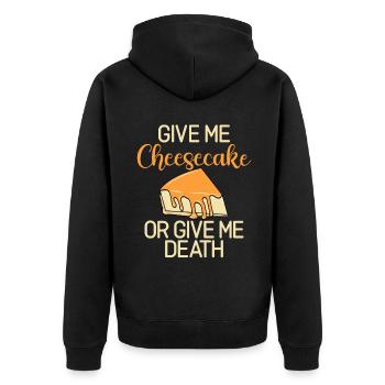 Cheesecake Gift - Unisex Premium Organic Zip Hoodie - black - Back - Nico (187cm)