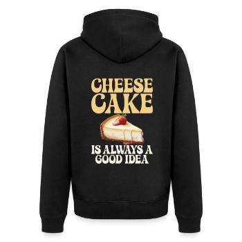 Cheesecake Gift - Unisex Premium Bio Zip Hoodie - Schwarz - Hinten - Nico (187cm)