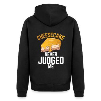Cheesecake Gift - Unisex Premium Organic Zip Hoodie - black - Back - Nico (187cm)