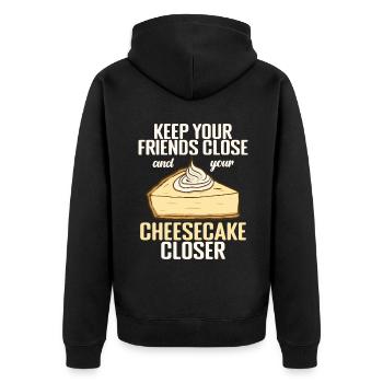 Cheesecake Gift - Unisex Premium Bio Zip Hoodie - Schwarz - Hinten - Nico (187cm)