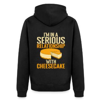 Cheesecake Gift - Unisex Premium Bio Zip Hoodie - Schwarz - Hinten - Nico (187cm)