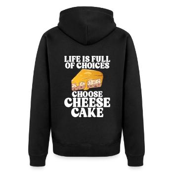Cheesecake Gift - Unisex Premium Organic Zip Hoodie - black - Back - Nico (187cm)