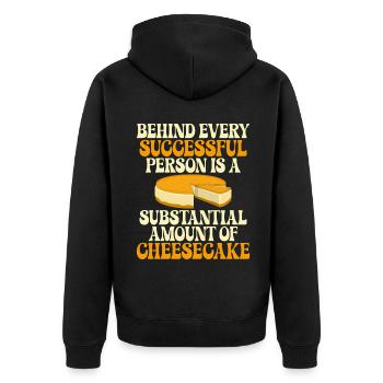 Cheesecake Gift - Unisex Premium Organic Zip Hoodie - black - Back - Nico (187cm)