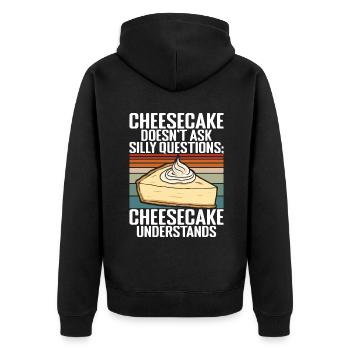 Cheesecake Gift - Unisex Premium Organic Zip Hoodie - black - Back - Nico (187cm)