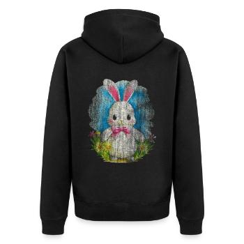 Weisser Hase Ostern - Unisex Premium Bio Zip Hoodie - Schwarz - Hinten - Nico (187cm)