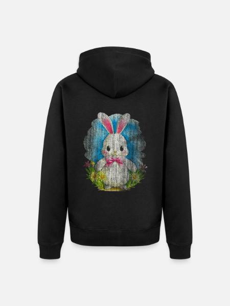 White Bunny Easter - Unisex Premium Organic Zip Hoodie - black