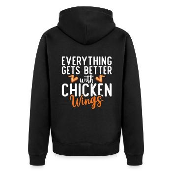 Chicken Wings Gifts - Unisex Premium Bio Zip Hoodie - Schwarz - Hinten - Nico (187cm)