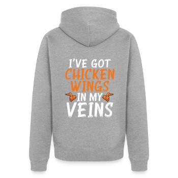 Chicken Wings Gifts - Unisex Premium Bio Zip Hoodie - Grau meliert - Hinten - Nico (187cm)