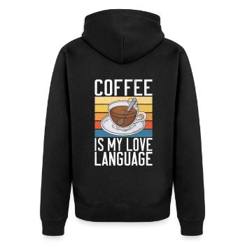 Coffee Gifts - Unisex Premium Bio Zip Hoodie - Schwarz - Hinten - Nico (187cm)