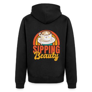 Coffee Gifts - Unisex Premium Bio Zip Hoodie - Schwarz - Hinten - Nico (187cm)