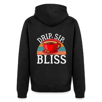 Coffee Gifts - Unisex Premium Bio Zip Hoodie - Schwarz - Hinten - Nico (187cm)