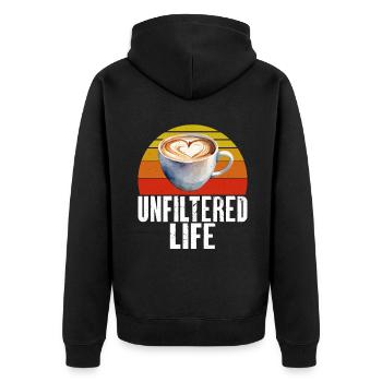 Coffee Gifts - Unisex Premium Bio Zip Hoodie - Schwarz - Hinten - Nico (187cm)