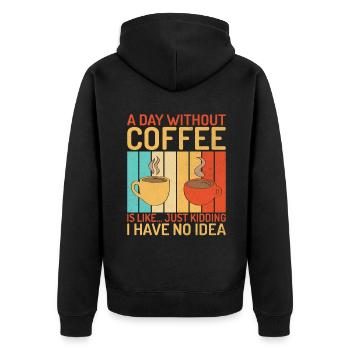 Coffee Gifts - Unisex Premium Bio Zip Hoodie - Schwarz - Hinten - Nico (187cm)