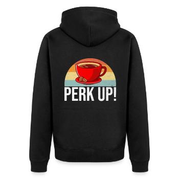 Coffee Gifts - Unisex Premium Bio Zip Hoodie - Schwarz - Hinten - Nico (187cm)