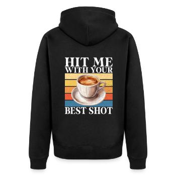 Coffee Gifts - Unisex Premium Bio Zip Hoodie - Schwarz - Hinten - Nico (187cm)