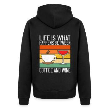 Coffee Gifts - Unisex Premium Bio Zip Hoodie - Schwarz - Hinten - Nico (187cm)