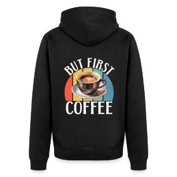 Coffee Gifts - Unisex Premium Bio Zip Hoodie - Schwarz - Hinten - Nico (187cm)