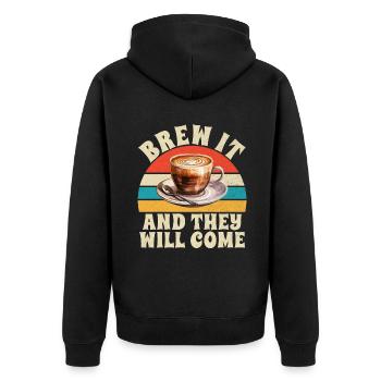 Coffee Gifts - Unisex Premium Bio Zip Hoodie - Schwarz - Hinten - Nico (187cm)