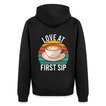 Coffee Gifts - Unisex Premium Bio Zip Hoodie - Schwarz - Hinten - Nico (187cm)