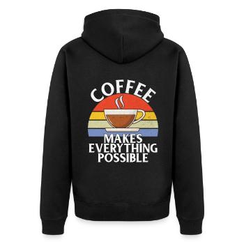 Coffee Gifts - Unisex Premium Bio Zip Hoodie - Schwarz - Hinten - Nico (187cm)