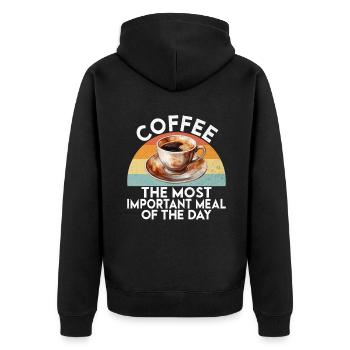 Coffee Gifts - Unisex Premium Bio Zip Hoodie - Schwarz - Hinten - Nico (187cm)