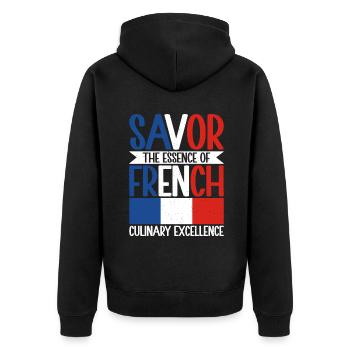 Cadeaux de cuisine française - Veste à capuche bio Premium Unisexe - noir - Dos - Nico (187cm)