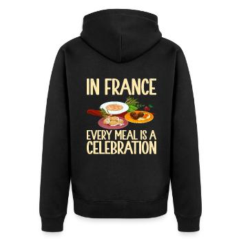 Cadeaux de cuisine française - Veste à capuche bio Premium Unisexe - noir - Dos - Nico (187cm)