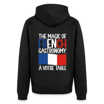 Cadeaux de cuisine française - Veste à capuche bio Premium Unisexe - noir - Dos - Nico (187cm)