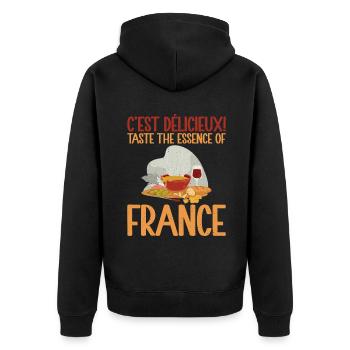 Cadeaux culinaires français - Veste à capuche bio Premium Unisexe - noir - Dos - Nico (187cm)