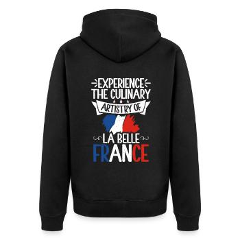 Cadeaux de cuisine française - Veste à capuche bio Premium Unisexe - noir - Dos - Nico (187cm)