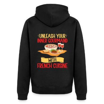 Cadeaux culinaires français - Veste à capuche bio Premium Unisexe - noir - Dos - Nico (187cm)