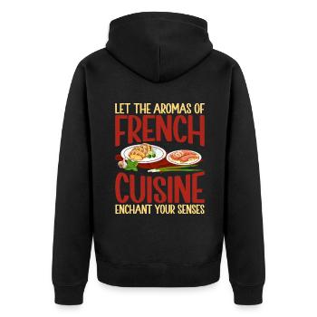 Cadeaux culinaires français - Veste à capuche bio Premium Unisexe - noir - Dos - Nico (187cm)