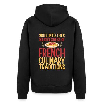 Cadeaux culinaires français - Veste à capuche bio Premium Unisexe - noir - Dos - Nico (187cm)