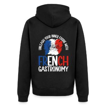 Cadeaux de cuisine française - Veste à capuche bio Premium Unisexe - noir - Dos - Nico (187cm)