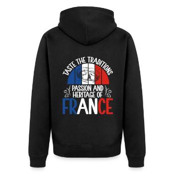 Cadeaux de cuisine française - Veste à capuche bio Premium Unisexe - noir - Dos - Nico (187cm)
