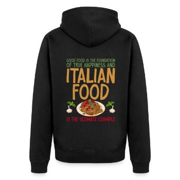 Cadeaux de cuisine italienne - Veste à capuche bio Premium Unisexe - noir - Dos - Nico (187cm)
