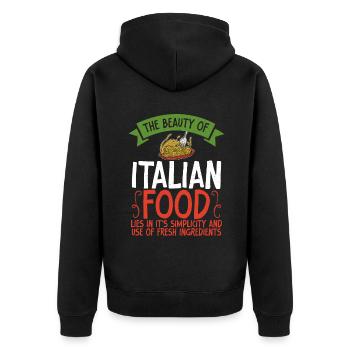 Italian Food Gifts - Unisex Premium Bio Zip Hoodie - Schwarz - Hinten - Nico (187cm)
