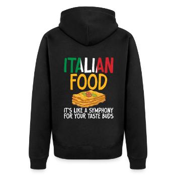 Italian Food Gifts - Unisex Premium Bio Zip Hoodie - Schwarz - Hinten - Nico (187cm)