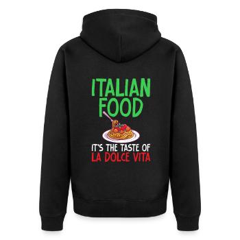 Cadeaux de cuisine italienne - Veste à capuche bio Premium Unisexe - noir - Dos - Nico (187cm)