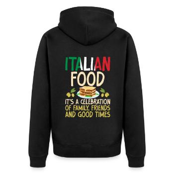Italian Food Gifts - Unisex Premium Bio Zip Hoodie - Schwarz - Hinten - Nico (187cm)