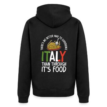 Italian Food Gifts - Unisex Premium Bio Zip Hoodie - Schwarz - Hinten - Nico (187cm)