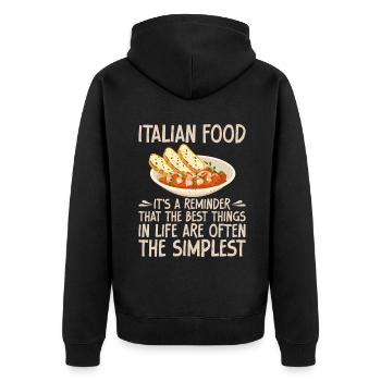 Italian Food Gifts - Unisex Premium Bio Zip Hoodie - Schwarz - Hinten - Nico (187cm)