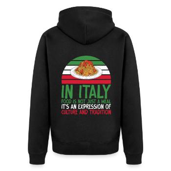 Cadeaux de cuisine italienne - Veste à capuche bio Premium Unisexe - noir - Dos - Nico (187cm)