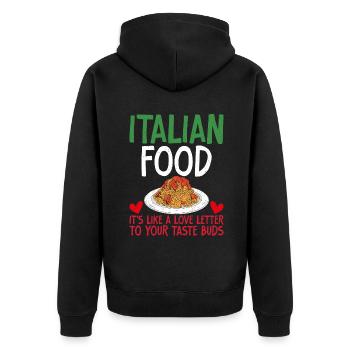 Cadeaux de cuisine italienne - Veste à capuche bio Premium Unisexe - noir - Dos - Nico (187cm)
