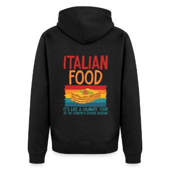 Cadeaux de cuisine italienne - Veste à capuche bio Premium Unisexe - noir - Dos - Nico (187cm)