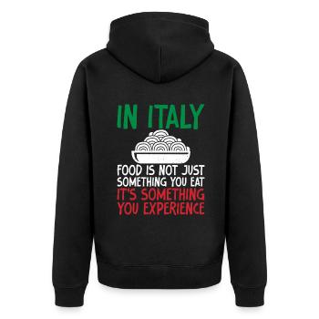 Italian Food Gifts - Unisex Premium Bio Zip Hoodie - Schwarz - Hinten - Nico (187cm)